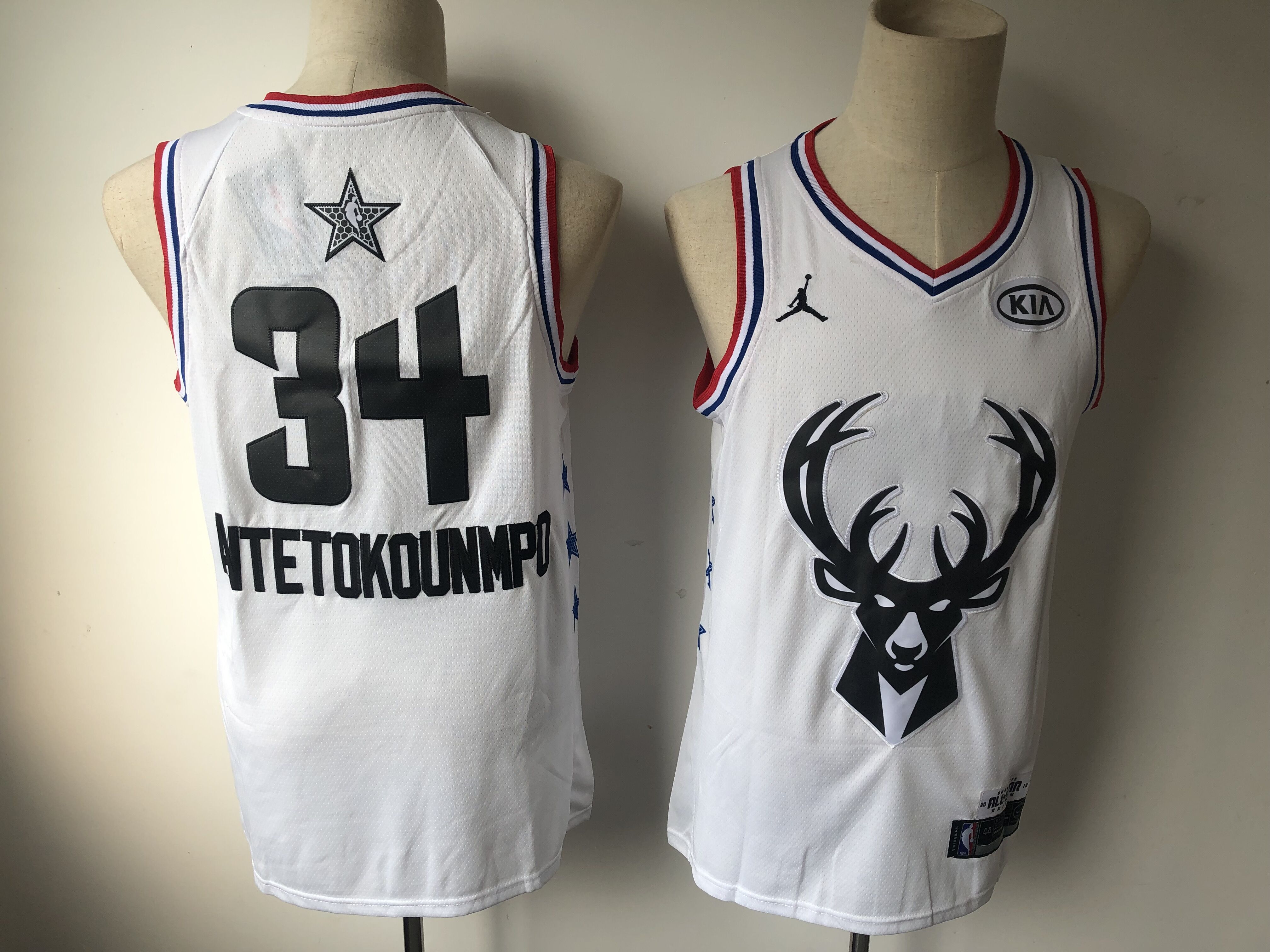 Men Milwaukee Bucks #34 Antetokounmp white 2019 All Star NBA Jerseys->golden state warriors->NBA Jersey